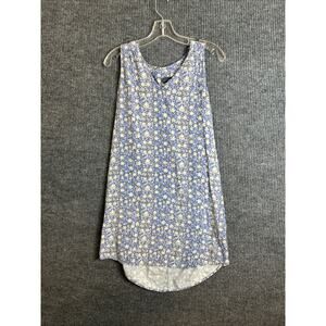 Gap Womens Blue Floral Shift Dress Size Small Sleeveless Boho V Neck Rayon